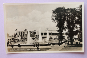 Ansichtskarte AK Düsseldorf 1937 Reichs Ausstellung Schaffendes Volk Leuchtfontäne Architektur NRW